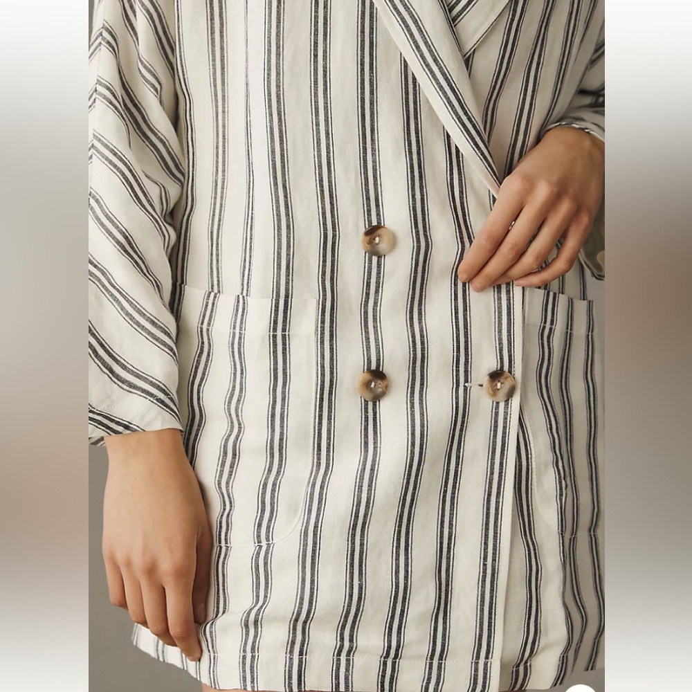 Pilcro Dolman-Sleeve Striped Gray and White Blazer NWT - Picture 2 of 10